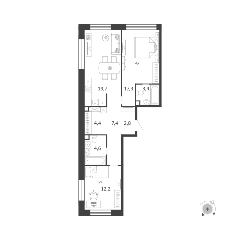 3 ккв (Евро) 71,8 м²