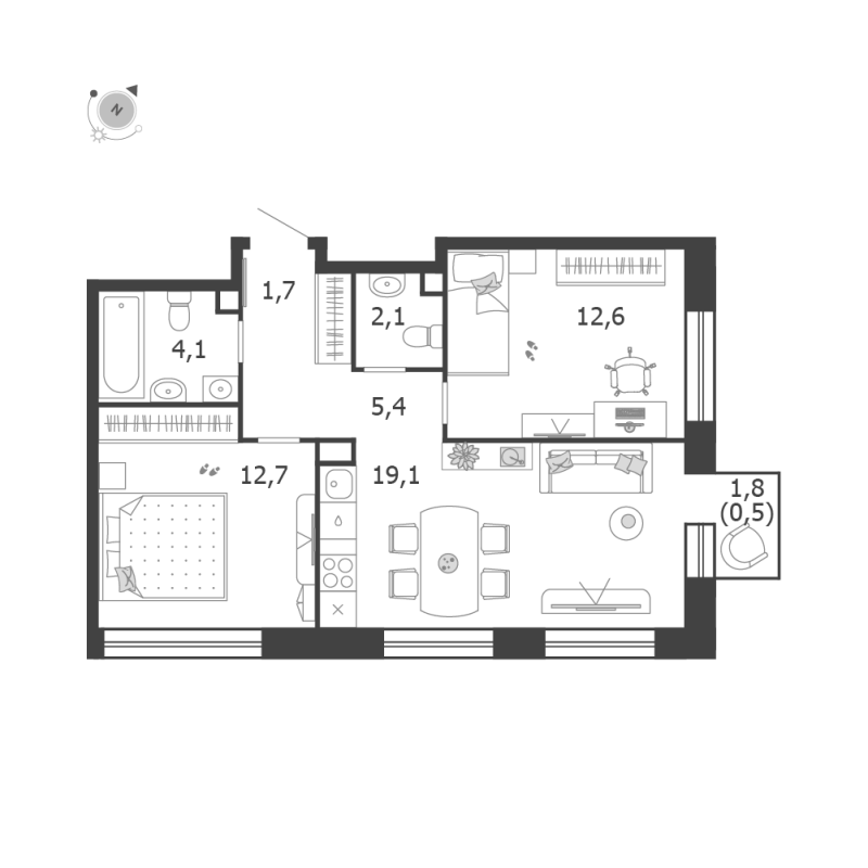 3 ккв (Евро) 58,2 м²