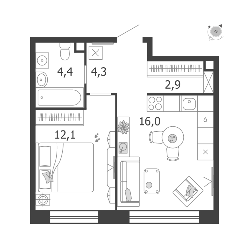 2 ккв (Евро) 39,7 м²