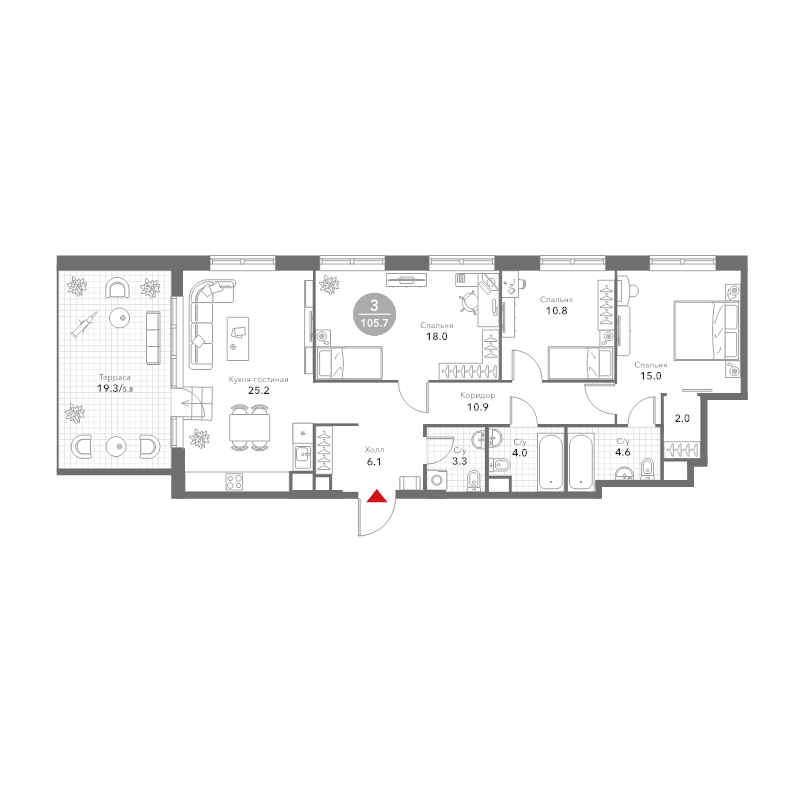 4 ккв (Евро) 106,3 м²