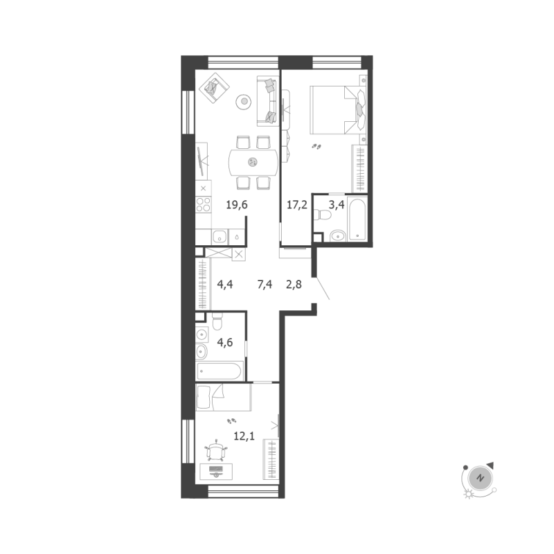 3 ккв (Евро) 71,5 м²