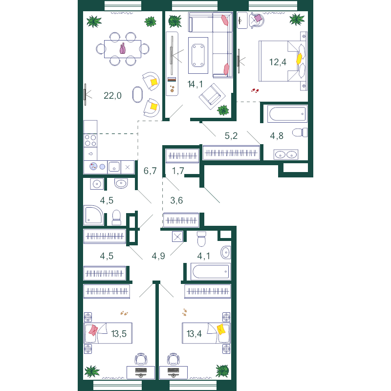 5 ккв (Евро) 115,7 м²