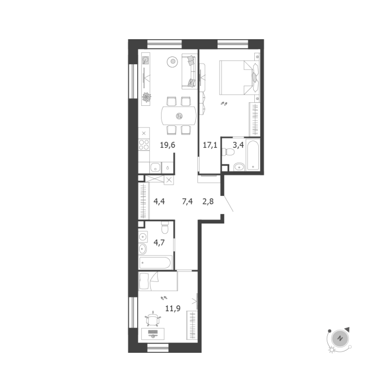 3 ккв (Евро) 71,3 м²