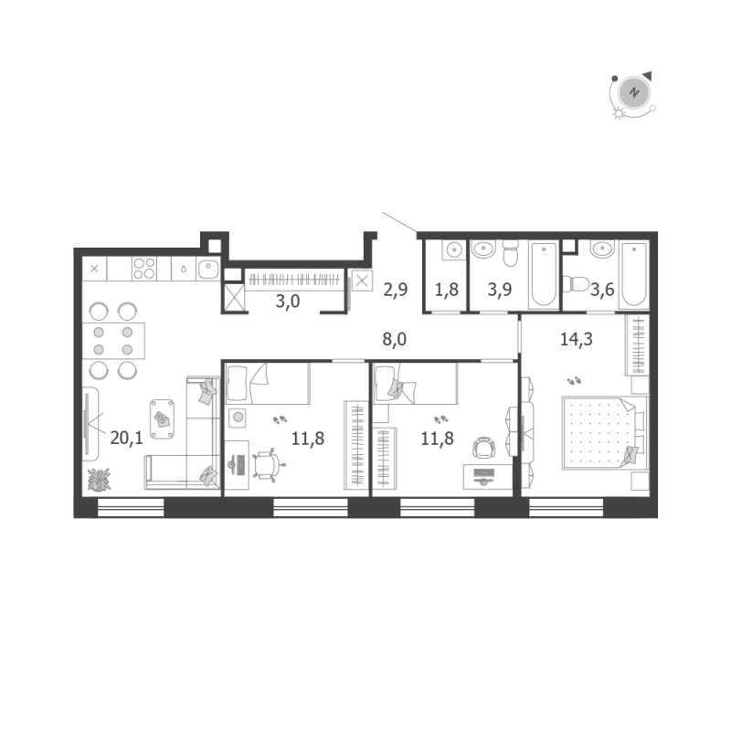 4 ккв (Евро) 81,2 м²