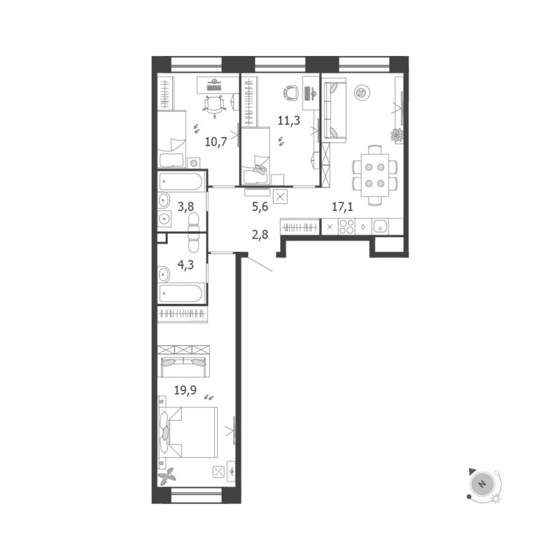 4 ккв (Евро) 75,5 м²