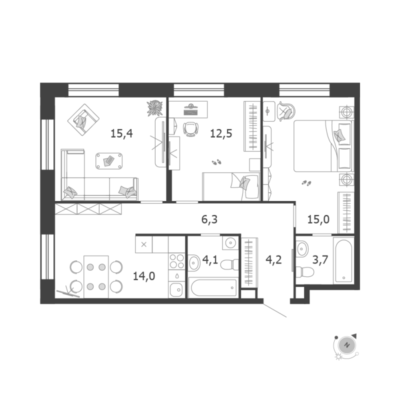 3 ккв 75,2 м²