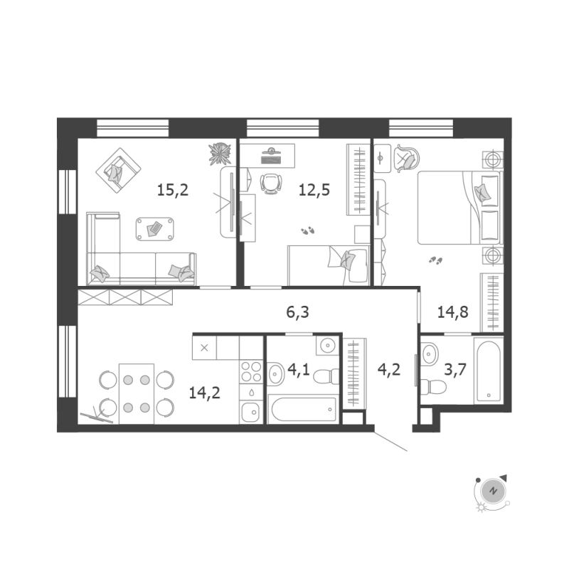 3 ккв 75 м²