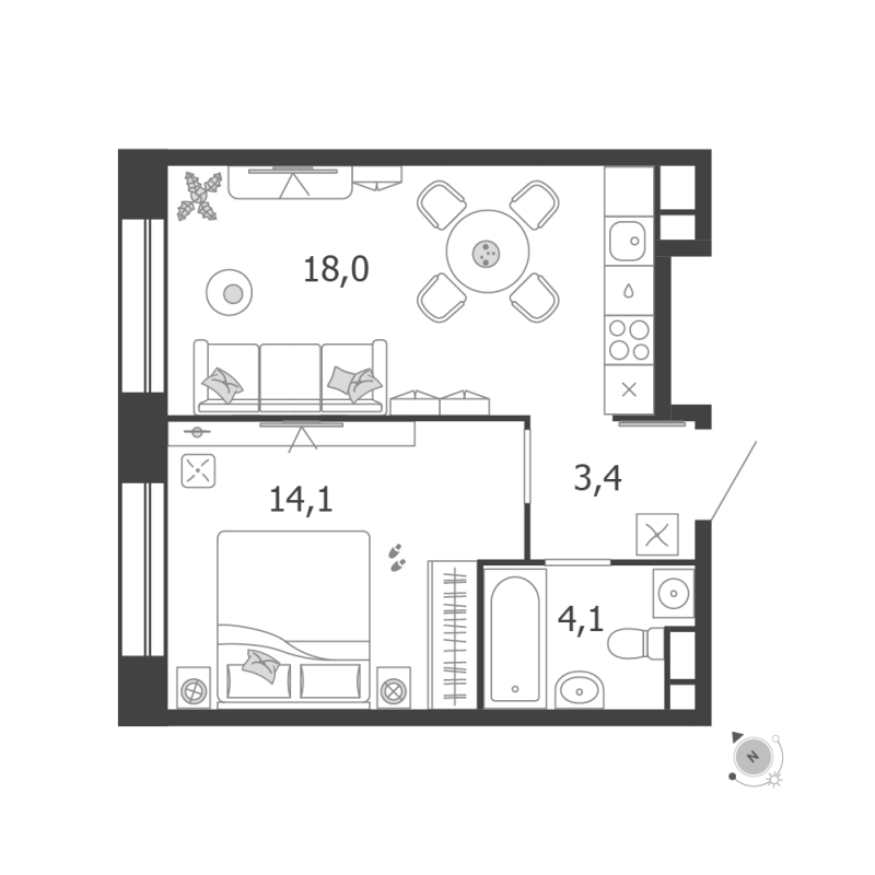 2 ккв (Евро) 39,6 м²