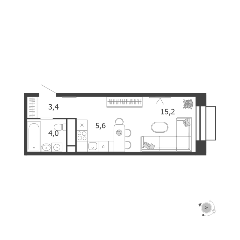 Студия 28,2 м²