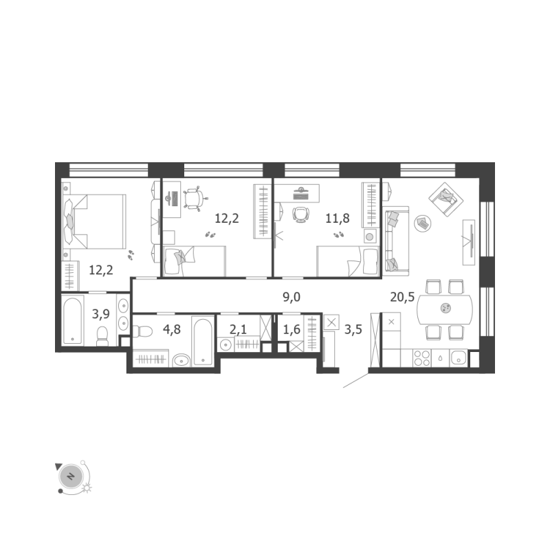 4 ккв (Евро) 81,6 м²