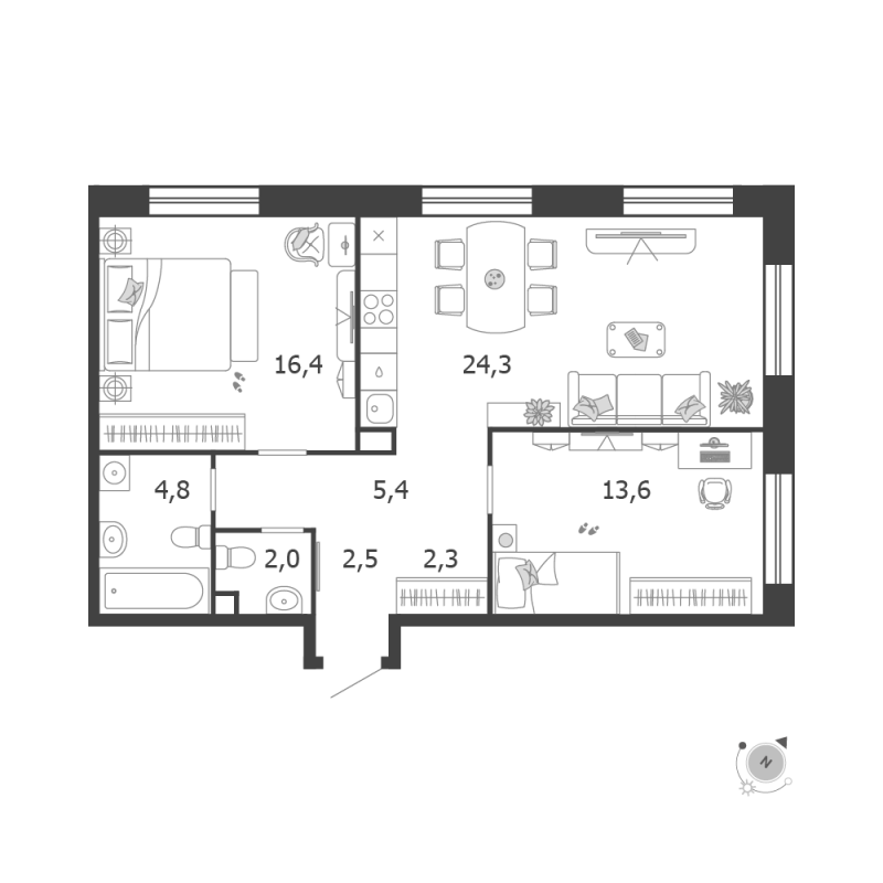 3 ккв (Евро) 71,3 м²