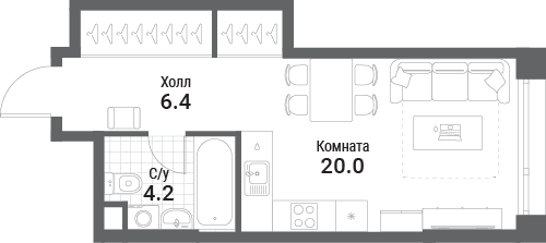 Студия 30,6 м²