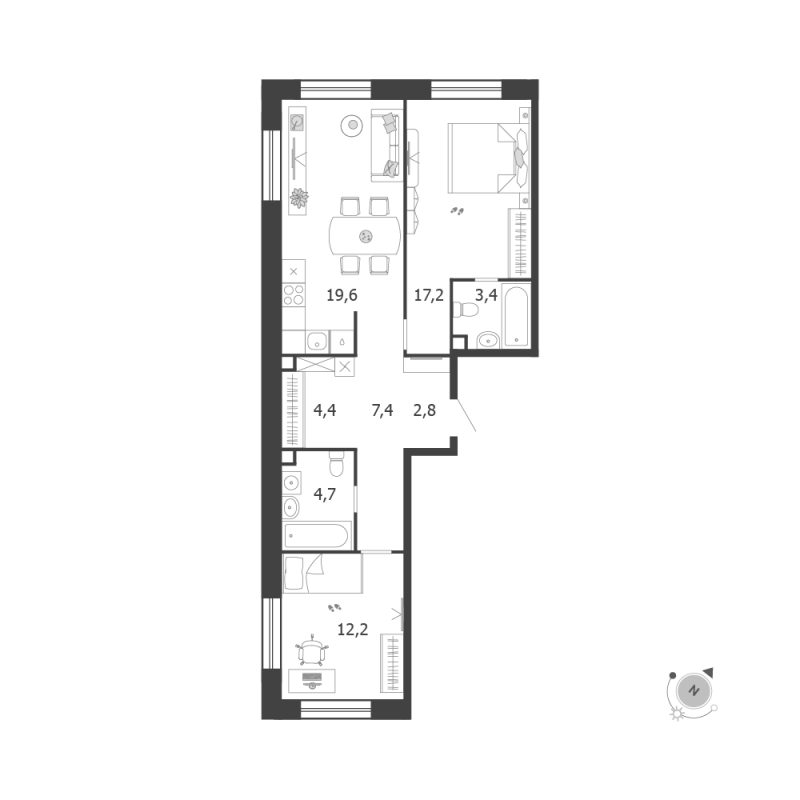 3 ккв (Евро) 71,7 м²