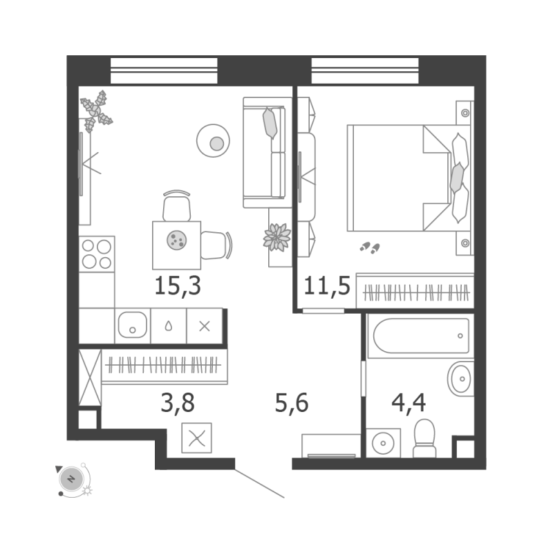 2 ккв (Евро) 40,6 м²