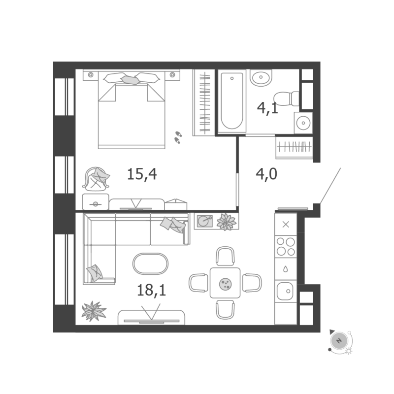 2 ккв (Евро) 41,6 м²