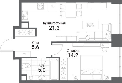 2 ккв (Евро) 46,1 м²