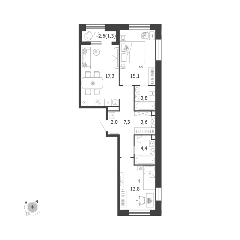 3 ккв (Евро) 67,6 м²
