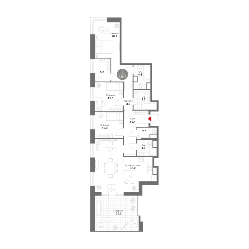4 ккв (Евро) 133,4 м²