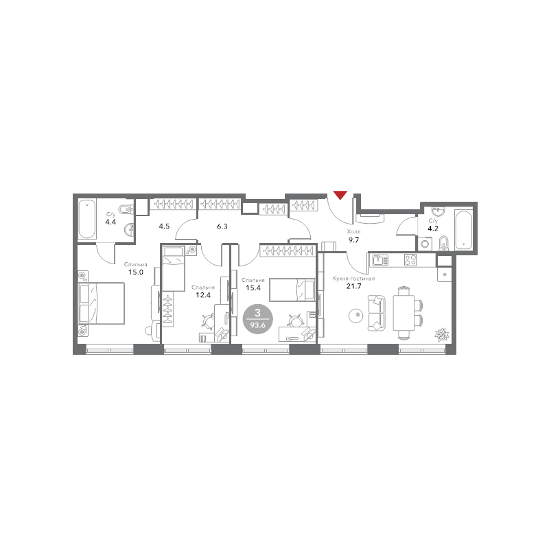 3 ккв 94,1 м²
