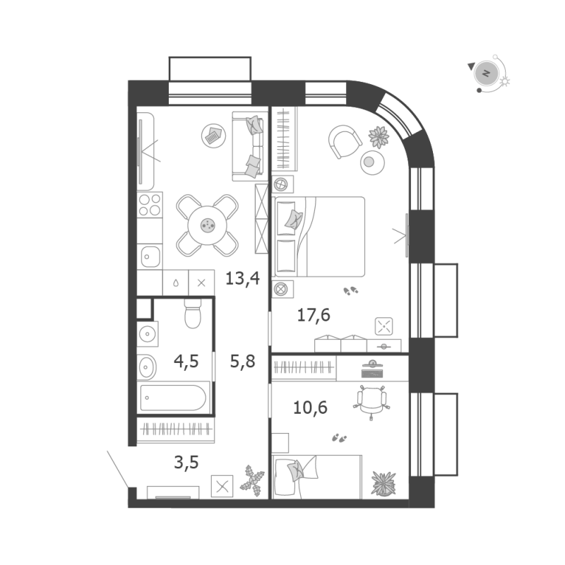 2 ккв 54,7 м²