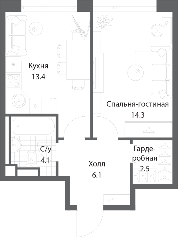 1 ккв 40,3 м²