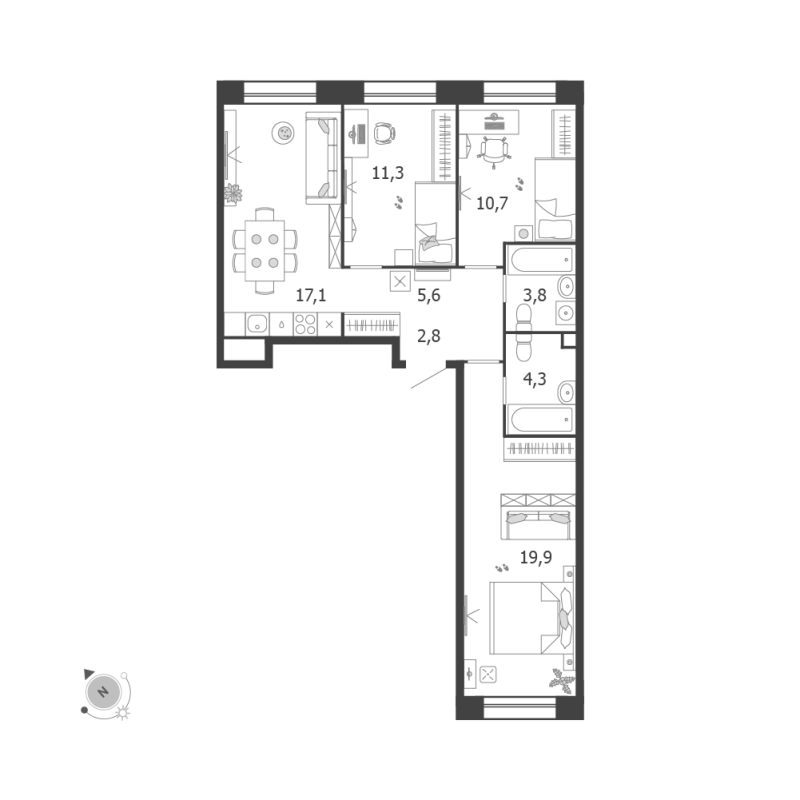 4 ккв (Евро) 75,5 м²