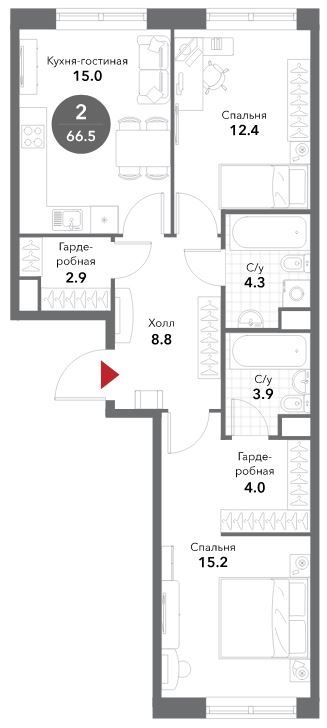 2 ккв 66,7 м²