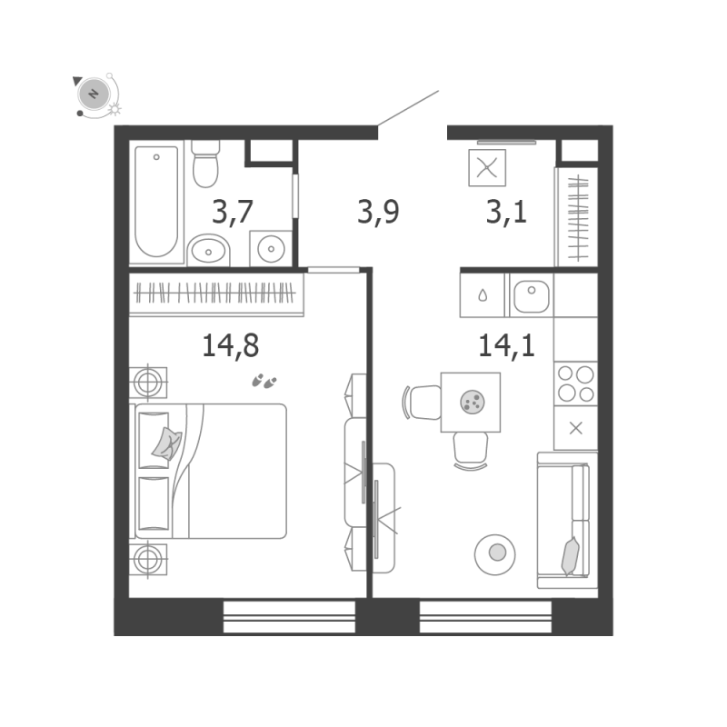 1 ккв 39,6 м²