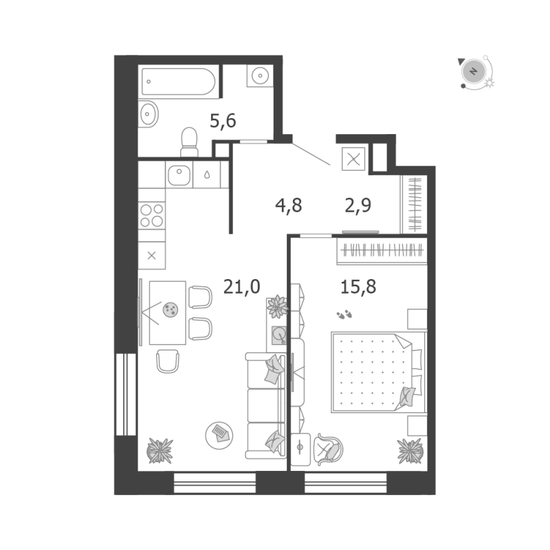 2 ккв (Евро) 50,1 м²