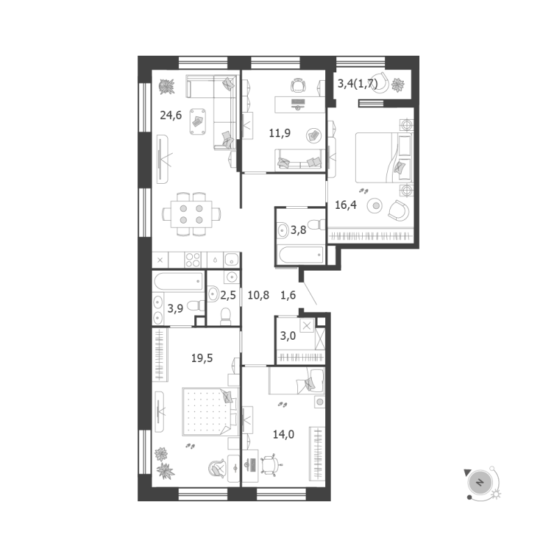 5 ккв (Евро) 113,7 м²
