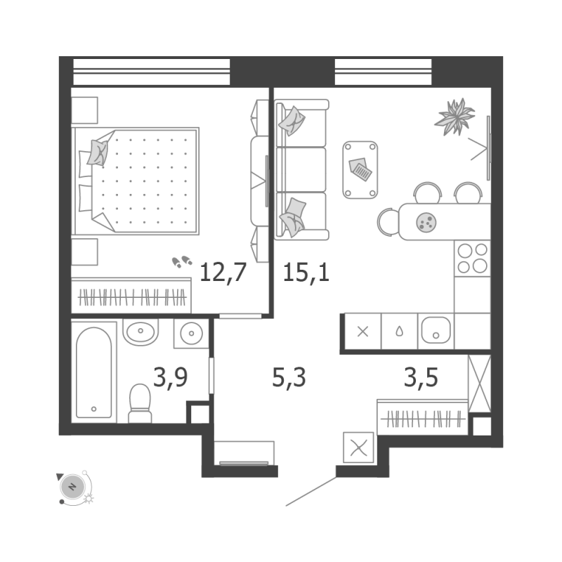 2 ккв (Евро) 40,5 м²