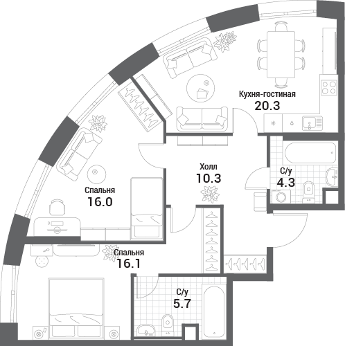 3 ккв (Евро) 72,7 м²