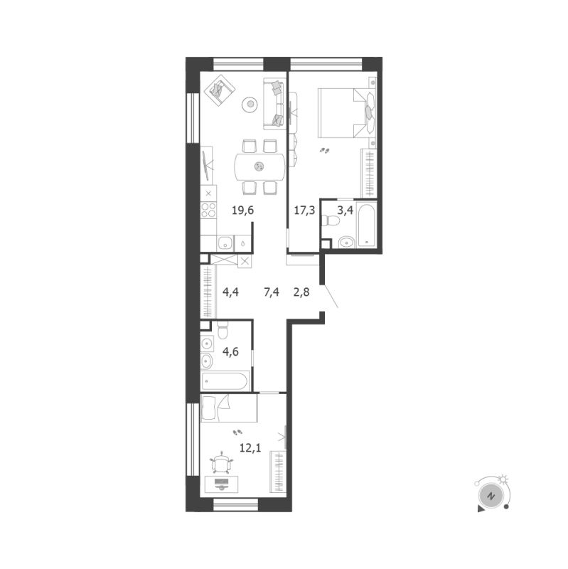 3 ккв (Евро) 71,6 м²