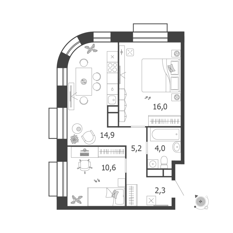 2 ккв 53 м²