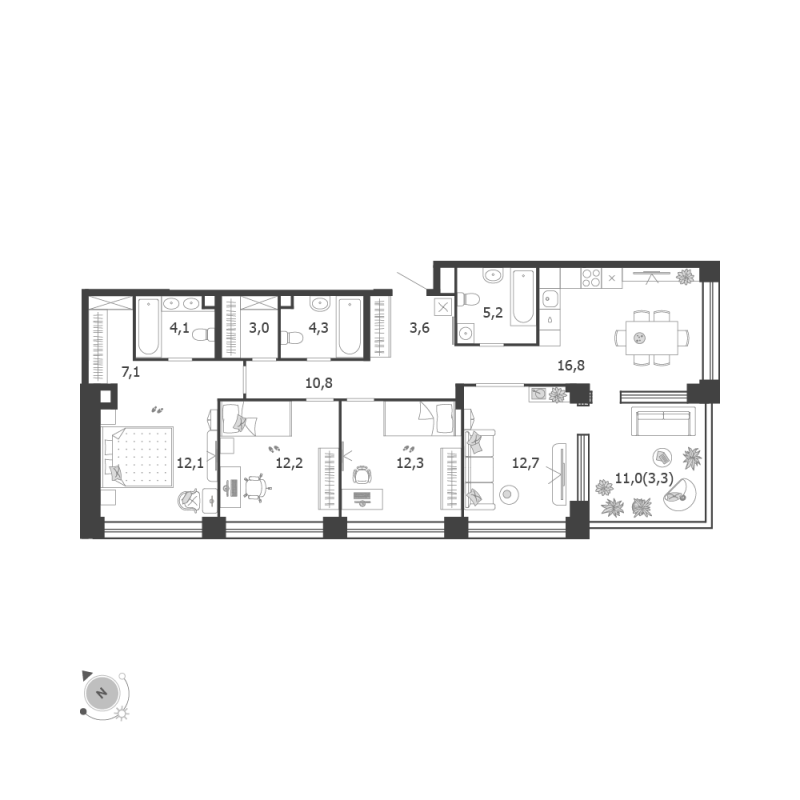 5 ккв (Евро) 107,2 м²