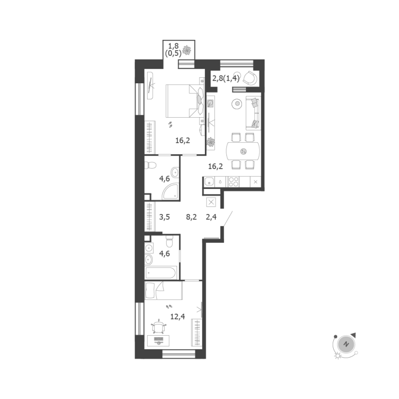 3 ккв (Евро) 70 м²