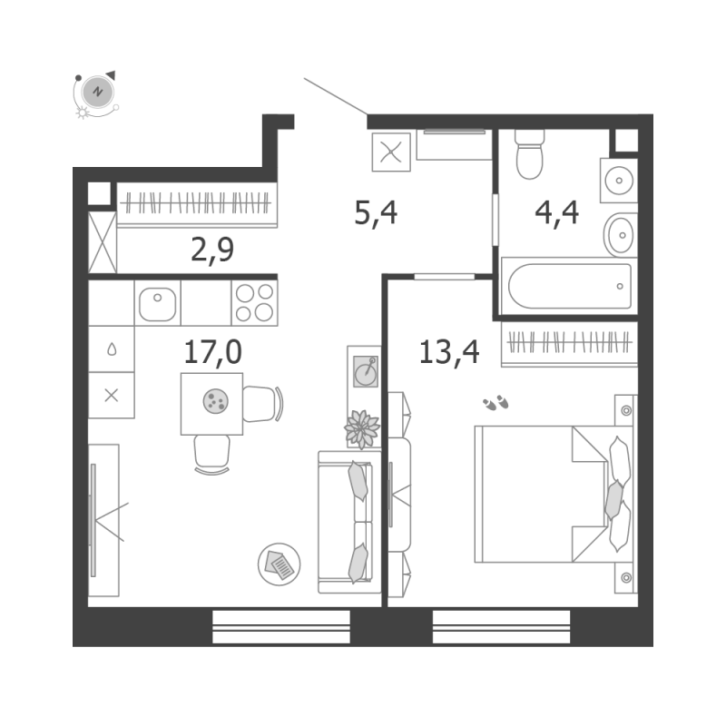 2 ккв (Евро) 43,1 м²