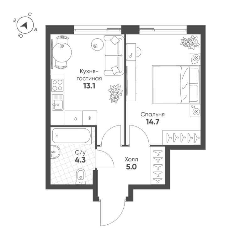 1 ккв 37,1 м²