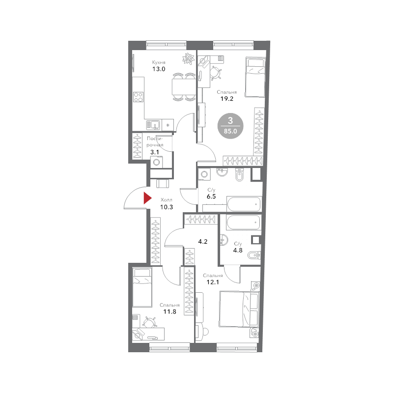 3 ккв 85,2 м²