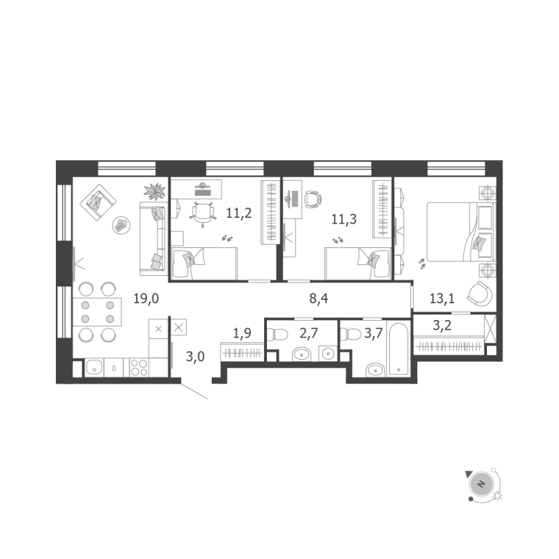 4 ккв (Евро) 77,5 м²