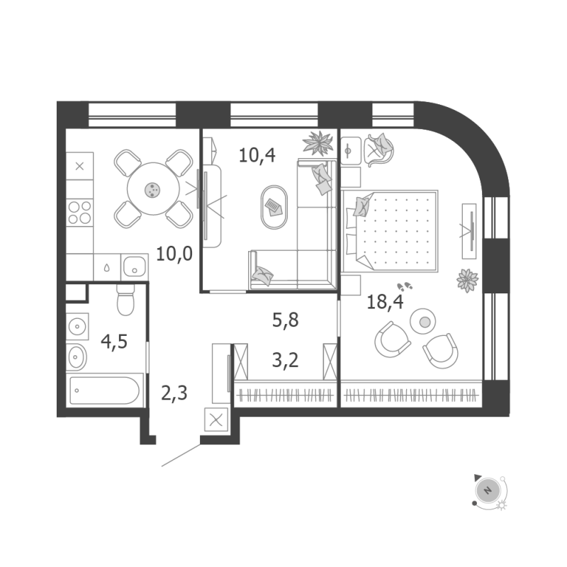 2 ккв 54,6 м²
