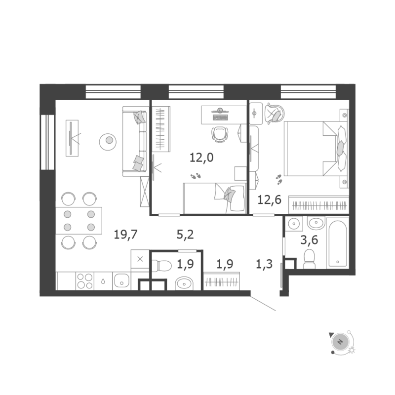3 ккв (Евро) 58,2 м²