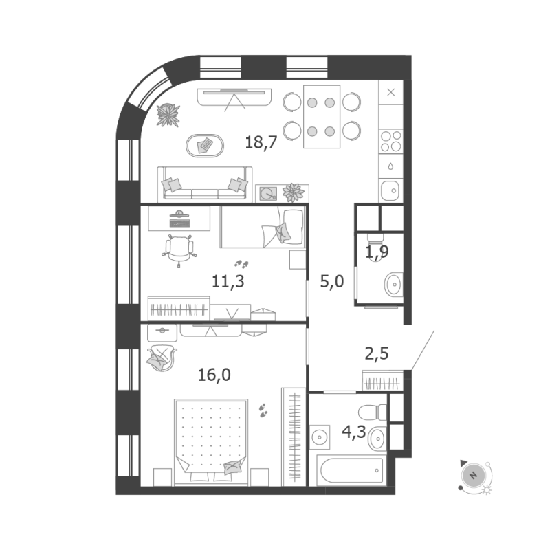 3 ккв (Евро) 59,7 м²