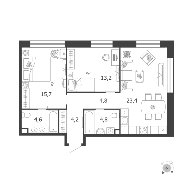 3 ккв (Евро) 70,7 м²