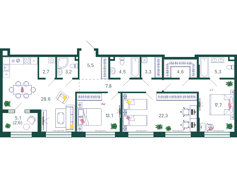 4 ккв (Евро) 120,9 м²