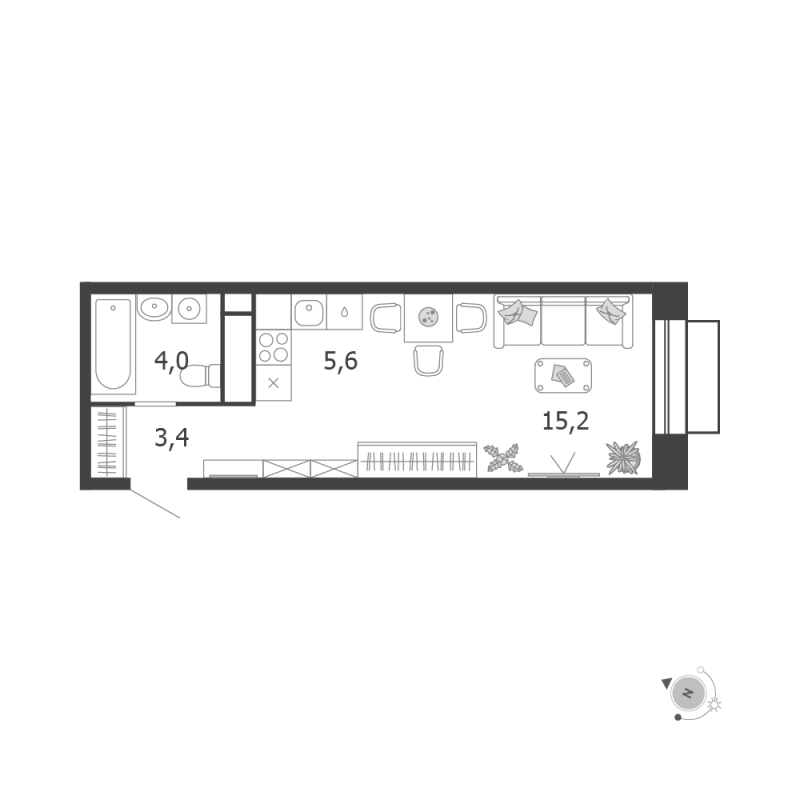 Студия 28,2 м²