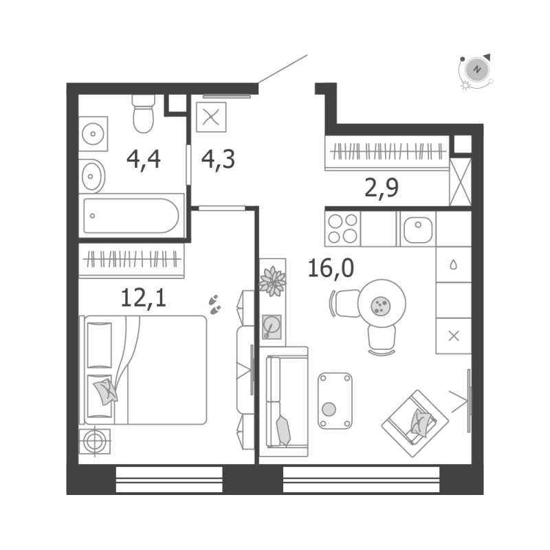 2 ккв (Евро) 39,7 м²