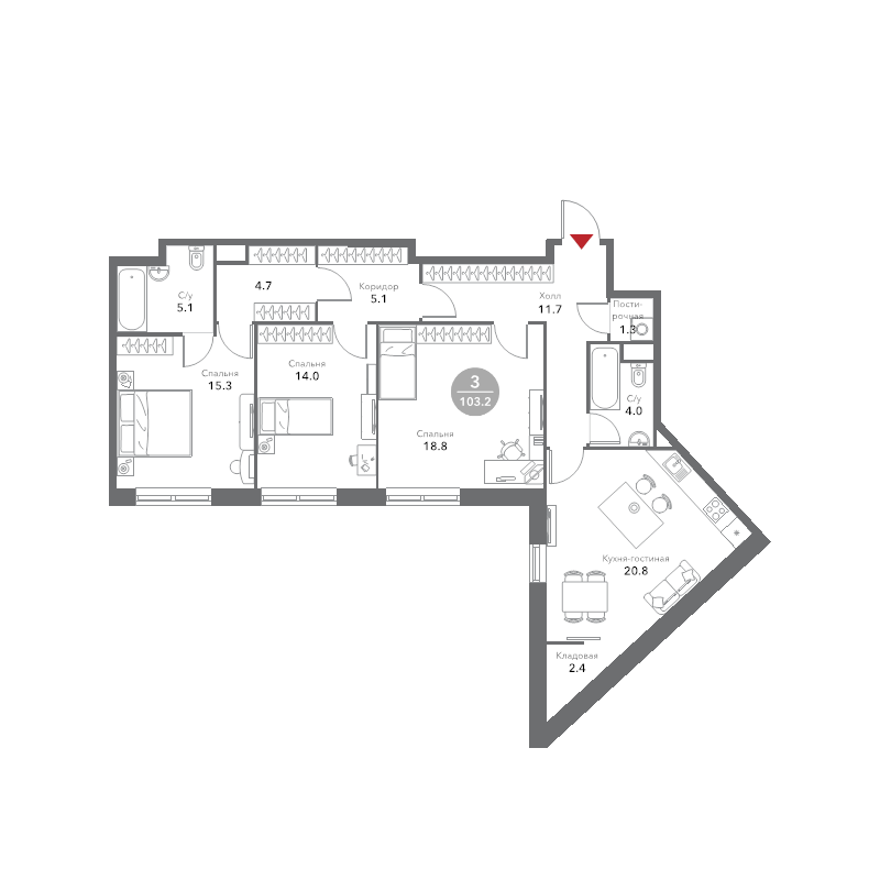 4 ккв (Евро) 103,7 м²