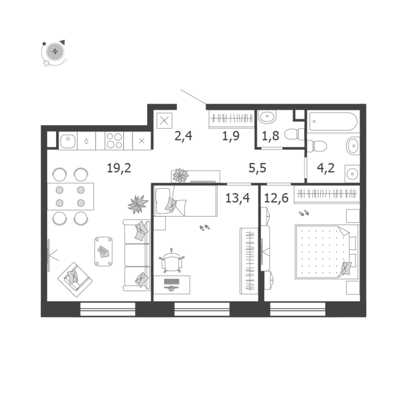 3 ккв (Евро) 61 м²