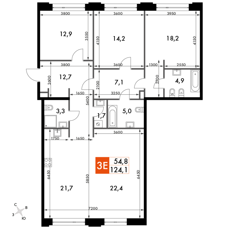 4 ккв (Евро) 128,6 м²